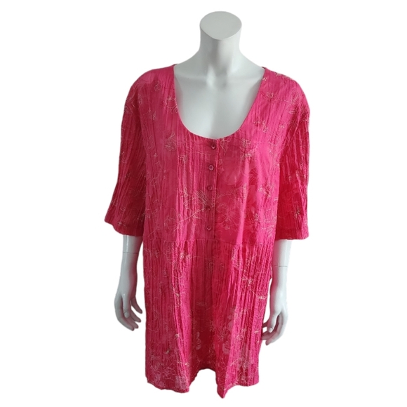 Penningtons pink tunic with flowers embroidery, plus size, size 28 - Picture 3 of 10